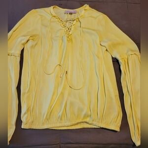 Philosophy Sunny Yellow Lace-Up Blouse